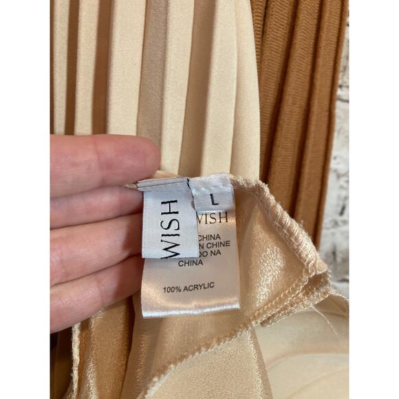 Chicwish Front Pleats Splicing Dress Womens Large Copper & Cream Pleated Layered - Picture 14 of 14